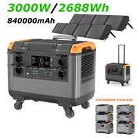 Générateur solaire portable 3000W 2688Wh à onde sinusoïdale pure avec batterie LiFePo4, poignée de traction et roues, pour usage domestique et extérieur