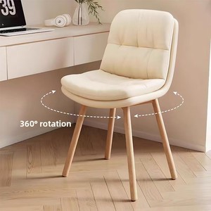 <span class=keywords><strong>Silla</strong></span> de ordenador sedentaria y cómoda para dormitorio de niña, mesa de maquillaje, <span class=keywords><strong>silla</strong></span> con respaldo, patas giratorias de madera maciza, moderna - Product Image 2