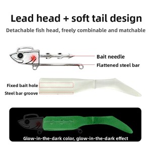 Nouvelle Leurre Souple de Pêche à la Ligne 30g 37g 43g avec Tête Plombée et Queue en T Électroplaquée pour la Pêche en Mer et en <span class=keywords><strong>Bateau</strong></span> - Product Image 3