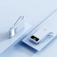 Nouvelle batterie externe portable à charge rapide bidirectionnelle Type-C avec logo personnalisé, charge rapide 22,5 W, 10000 mAh, 4 câbles intégrés