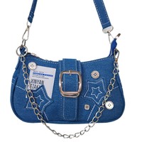 Nouveau sac sous le bras en toile denim style Y2K, design tendance avec chaîne