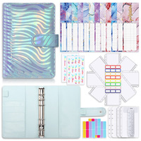 A6 PU cuir classeur clip journal budget classeur accessoires 6 anneaux dossier économie d'argent enveloppe budget classeur avec porte-poche