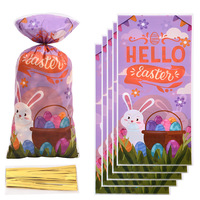 100 pièces de sacs en plastique à thème lapin de Pâques pour biscuits, bonbons, emballages de friandises, pour les fêtes, les événements, les fêtes, les cadeaux