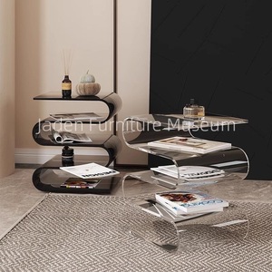 <span class=keywords><strong>Mesa</strong></span> de Centro Curva en Forma de S para Sala de Estar, Consola Acrílica con Múltiples Estantes para Optimizar el Espacio en Lofts - Product Image 5