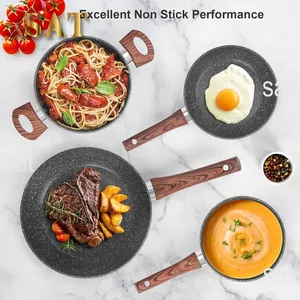 Granite chậu và chảo đặt siêu không dính, 11 Piece Die-cast Cookware sets với chiên, nước sốt, stockpot, ở lại mát mẻ xử lý - Product Image 6