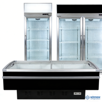 Réfrigérateur vitrine à verre incurvé horizontal pour la vente au détail alimentaire et les supermarchés