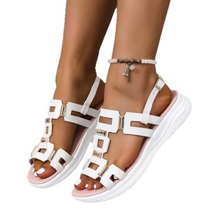 Women Summer Beach Sandals New Hollow Metal Large European and American Buckle Sports Style Sandals - Product Image 5