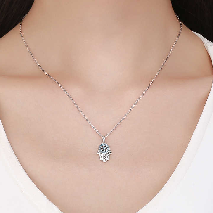 スターリングシルバー925ジュエリーネックレス、ブルージルコン 