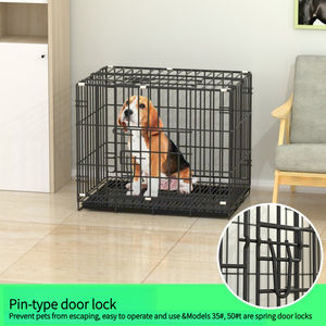 กรงสุนัขพับได้พร้อมถาดสำหรับสุนัขขนาดเล็กกลางกรงฝึกในห้องน้ำสำหรับลูกสุนัขแมว - Product Image 3