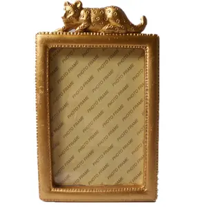 Custom Home Decorative Golden Leopard Picture Frame Rectangle Polyresin Wedding Photo Frame For Sale