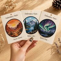 Patchs de paysages naturels personnalisés à coudre en chenille, badges brodés, patchs brodés avec logo personnalisé pour l'extérieur