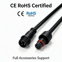 Câble de connexion M12 étanche IP68 à 2 à 6 broches en PVC massif + cuivre pour panneau lumineux, projecteur, utilisation extérieure, personnalisable