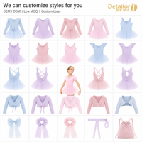 Robe de danse pour filles, justaucorps de ballet pour enfants, 95% coton, tutu avec nœud, entrejambe à boutons-pression, tissu Odell extensible pour les écoles de danse