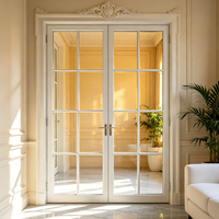 Puerta de Aluminio y Vidrio con Marco Arqueado Francés Vintage, Cuadrada, con Rejilla, Aislamiento Acústico, Insonorizada para Dormitorio
