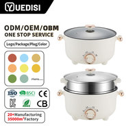 YUEDISI Marmite Électrique Portable 4L Multifonctionnelle à Commandes Mécaniques, Poêle Électrique Antiadhésive, Cuiseur Électrique