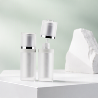 Flacon compte-gouttes personnalisé 30 ml à double paroi avec bouton-poussoir, anti-lumière, pour sérum et soins de la peau, avec capuchon en acrylique, marque privée