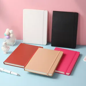 Kulit PU hardcover berjajar/diatur logo kustom notebook dengan tempat pena jurnal bisnis notebook kustom dapat disesuaikan