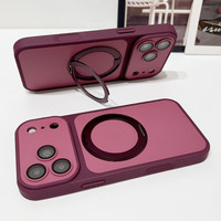 Coque de téléphone magnétique avec béquille rotative 360° et protection d'objectif en verre, effet mat doux au toucher, pour iPhone 17 18 Pro Max, compatible également avec iPhone 16 15 14 13 12