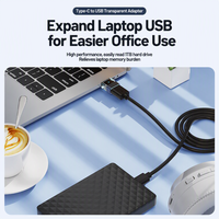 Adaptateur bidirectionnel USB-A vers Type-C à coque transparente pour téléphone portable et PC/ordinateur portable, transfert de données stable, compatibilité caméra