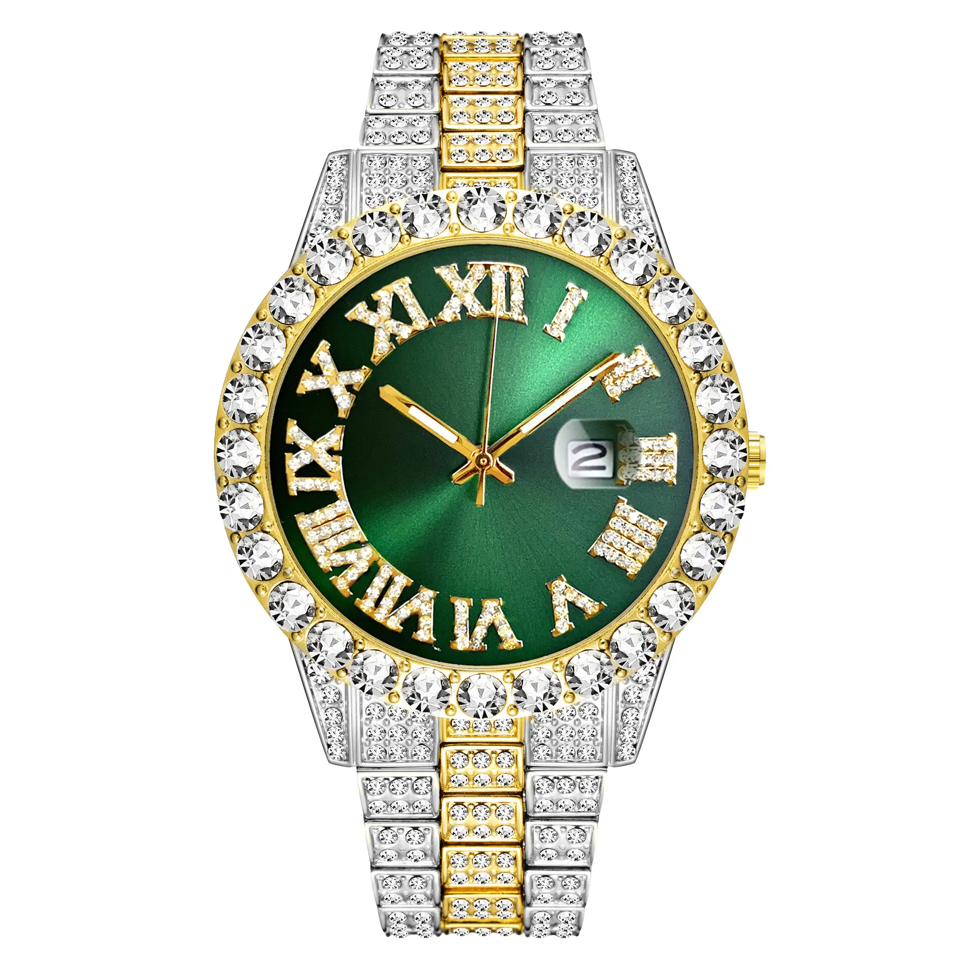 8411 Men Luxury Brand gold Full Diamond Mens Watches Quartz Mens Watch hip hop diamond