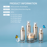 Ensemble d'emballages cosmétiques élégants et luxueux en or électro-plaqué, fabrication OEM ODM Bravo Packaging, flacons cosmétiques sans air en PETG personnalisés, pots à crème