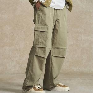 Nuovi <span class=keywords><strong>Pantaloni</strong></span> da Uomo 2025 Multitasche a Doppia Pince Casual Sportivi a Gamba Larga, Modello Largo Stile <span class=keywords><strong>Paracadutista</strong></span> Vintage con Laccio da Lavoro - Product Image 2