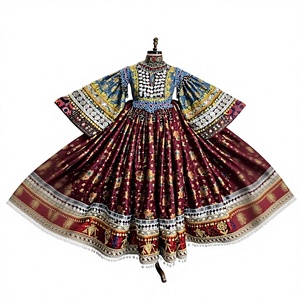 Vestido Afgano Kuchi Hecho a Mano, Ecológico, Antiarrugas, Tradicional, Bordado, de Manga Larga, Hasta la Rodilla, Vestidos Casuales - Product Image 1