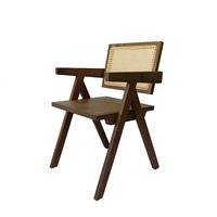 Chaises de salle à manger en rotin en bois massif simple et moderne Dishi, couleur noyer, pour salon, bar, hôtel, restaurant, appartement, événements, banquets