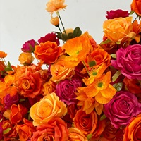 NINI Handgefertigte Hochwertige Rosa-Orange Rosen Seiden-Kunstblumen-Bogen für Hochzeits-Hintergrund und Eventdekoration