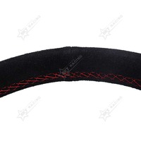 Volant de course sport en cuir suédé et aluminium noir, 350 mm (14 pouces), à fond profond, 3 branches, avec bouton de klaxon pour Abarth 124 Spider