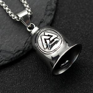 Amuleto de <span class=keywords><strong>Buena</strong></span> <span class=keywords><strong>Suerte</strong></span> para Motociclistas, Regalo para Motociclistas, Gremlin Guardián, Símbolo de Odín, Triángulos Vikingos Nórdicos, Runa, Campana de Acero Inoxidable para Motocicleta - Product Image 3