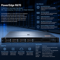 Servidor en Rack Dell PowerEdge R670 1U, Doble Socket, Alta Densidad, HPC, Supercomputación, Virtualización, Nodo, IA, Nube, Servidor Empresarial