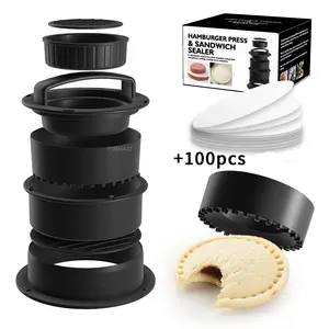 New Arrival 4 In 1 Non Stick Stuffer Hamburger Press Patty Maker with 100 Pcs Wax Paper Burger Press Patty Maker