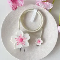 Luxe bégonia fleur USB câble ligne de données protecteur couverture pour iPhone 18W / 20W étui de charge rapide dessin animé enrouleur organisateur