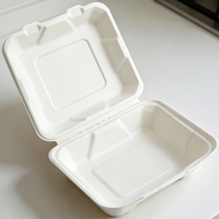 Boîte alimentaire en bagasse de canne à sucre de 8 pouces avec couvercle, biodégradable, recyclable, micro-ondable, pour restaurant, pique-nique