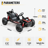 Kart tout-terrain à essence 212CC 4 temps haute vitesse avec transmission CVT, réservoir de carburant de 3,5 L et capacité de charge de 180 kg pour l'aventure