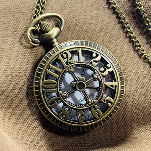 <span class=keywords><strong>Orologio</strong></span> da Tasca Classico Vintage al Quarzo all'Ingrosso, Minimalista con Quadrante a Lancette, Ciondolo a Catena, Orologi da Tasca Antichi in Bronzo con Coperchio a Ribalta - Product Image 2