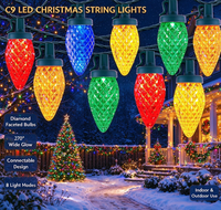 Guirlandes lumineuses LED C9 en forme de fraises, 8 modes, connectables, étanches, pour la décoration de Noël à la maison, les fêtes et les événements commerciaux