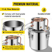 Alambic à alcool en acier inoxydable 12L 20L 30L 50L avec condenseur, chaudière de distillation d'eau et d'alcool 13,2 Gal avec tube en cuivre pour la fabrication de vin