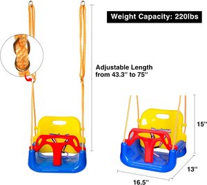 Ensemble de balançoires 3 en 1 pour enfants Style seau d'arrière-cour <span class=keywords><strong>Siège</strong></span> de balançoire détachable pour bébé pour aire de jeux d'arrière-cour - Product Image 3