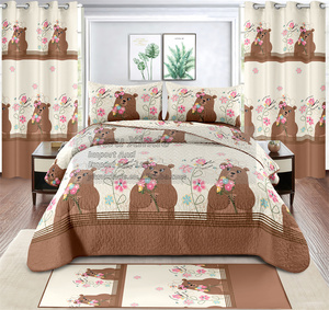 Juego de Ropa de Cama <span class=keywords><strong>Infantil</strong></span> de 7 Piezas con Sábana Ajustable, Alfombra, Cortinas, Tamaño Individual, Patrones de Animales, Juego de Ropa de Cama Suave para Niños - Product Image 2