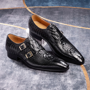 Zapatos de cuero casuales de negocios para hombre, estilo nuevo, con estampado de cocodrilo en relieve, punta puntiaguda moderna, diseño a la moda - Product Image 4