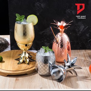 Verre à cocktail en acier inoxydable 304 en forme d'ananas, verre à bière, verre à vin, personnalisé, pour barman, utilisation en bar - Product Image 2