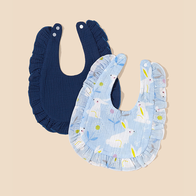 Ins style sel de mer petit lapin bavoirs à volants 2-pack