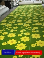 Tapis en peluche vert imprimé personnalisé - Tapis de bienvenue de golf à motif floral exclusif avec logo, tapis de sol pour ascenseur, résistant à l'eau, en laine/soie