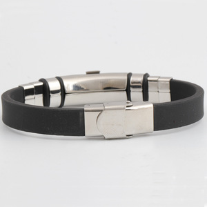Pulsera Cruzada para Hombre de 10 mm de Ancho, Silicona y Acero de Titanio, Patrón de la Gran Muralla China, Estilo Hip Hop, Regalo de Joyería - Product Image 4