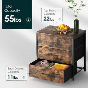 침실 다크 브라운 서랍장 서랍 주최자 보관 타워 나무 탑 패브릭 드레서 서랍 끝 침대 옆 탁자 스탠드 - Product Image 3