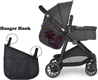 Lot de 2 sacs organisateurs universels pour poussette, sac à bandoulière latéral antidérapant, sangles réglables, rangement en maille, noir
