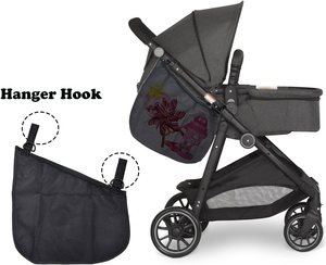 Confezione da 2 borse organizer universali per <span class=keywords><strong>passeggino</strong></span>, borsa laterale con tracolla antiscivolo, cinghie regolabili, portaoggetti in rete, colore nero - Product Image 3