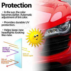 <span class=keywords><strong>Noir</strong></span> violet photochromique TPU PPF 0.3*15m phare Film de protection lumière intelligente Transparent voiture autocollants réparation rayures - Product Image 3